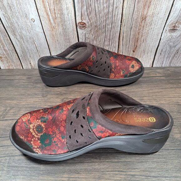 BZees Dolly Slipon Mule Clogs Brown Floral Women's Size 11 M (GUC) - Picture 5 of 8